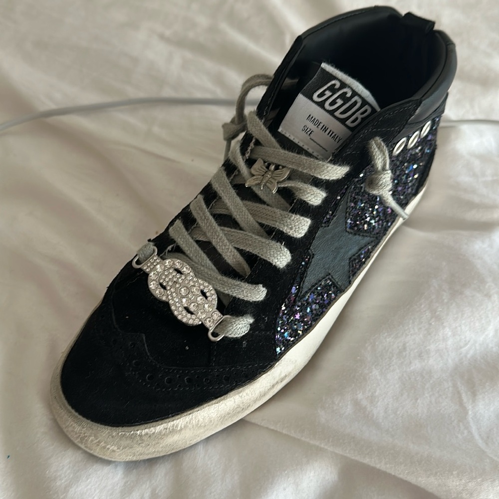 Two shoe charms Golden Goose butterfly and crystal